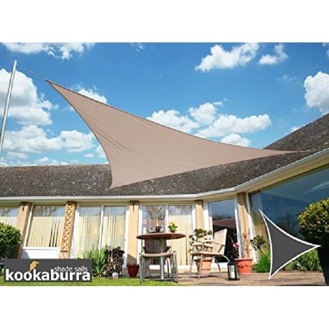 Voile d'Ombrage Taupe Triangle 5m - Imperméable - 160g/m2 - Kookaburra®