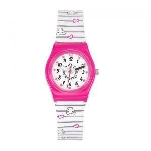 Montre Fille LuluCastagnette Blanche Cœurs Roses - 38773 -
