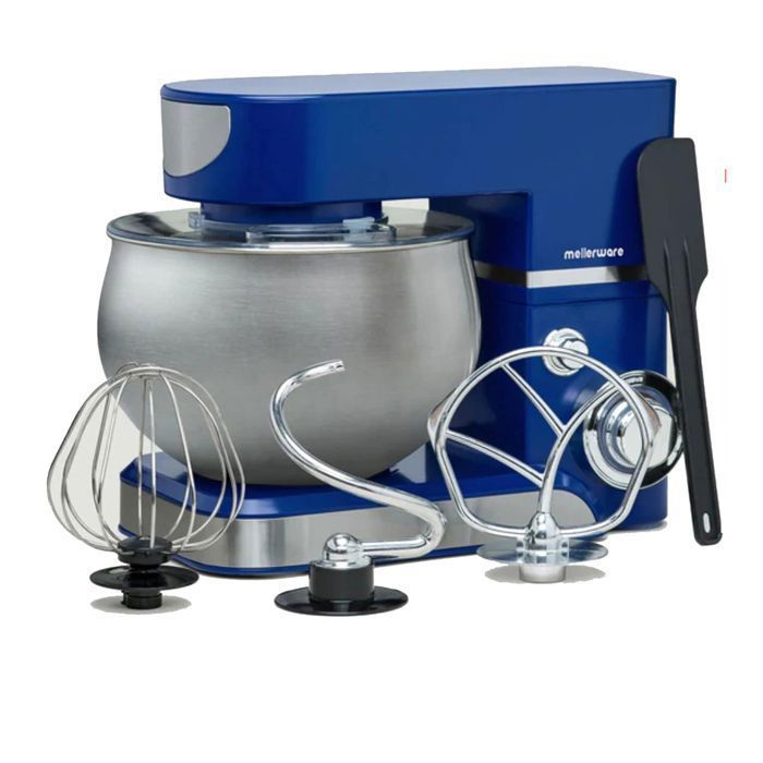 Mellerware - Robot Pâtissier Twist! 1000 W - Mélangeur Electrique Cuisine - Professionnel Multifonctionnel - 5L - 6 Vitesses - Bleu