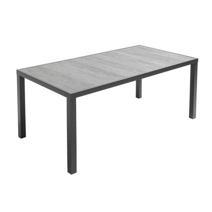 Table de jardin plateau en céramique effet béton, Tivoli