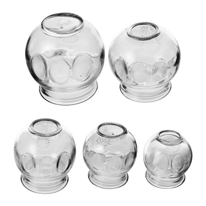 5 pièces dispositif de thérapie de ventouses en verre de massage en feu