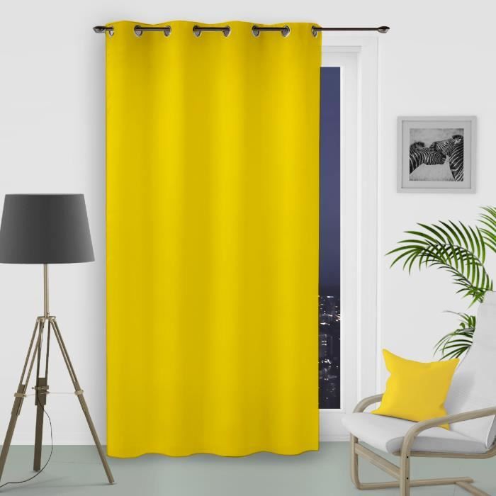 SOLEIL D'OCRE Rideau occultant à œillets - 135x250 cm - Jaune