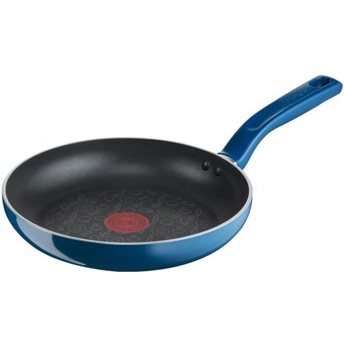 CHEFCLUB BY TEFAL G8050404 Poêle 24 cm, Revêtement antiadhésif Titanium, Technologie Thermo-Signal, Induction, Bleu myrtille