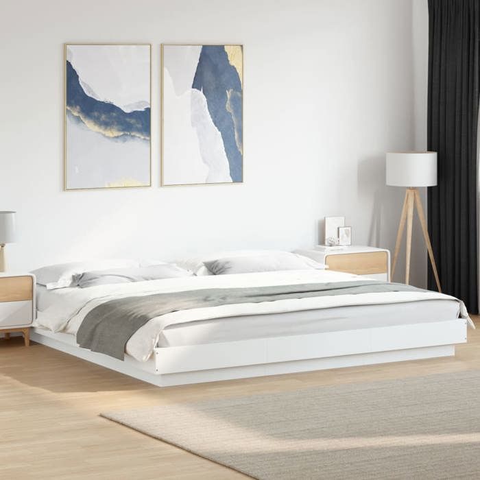 vidaXL Cadre de lit avec lumières LED sans matelas blanc 200x200 cm 3281070