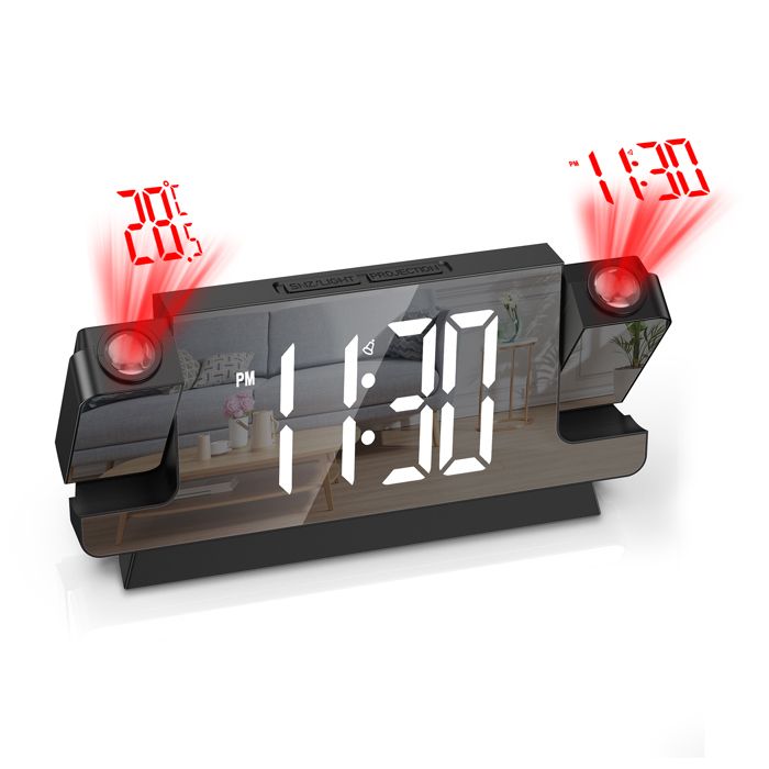 Réveil Rétroéclairé Moderne En Bois - Écran LED, Thermomètre, Alarme Avec Snooze, USB Ou Piles
