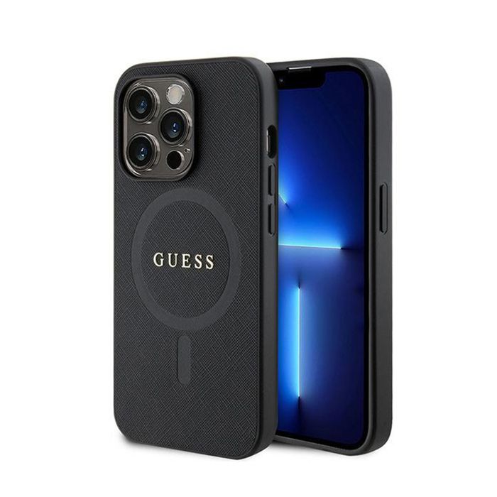 Étui pour iPhone 15 Pro Guess Saffiano MagSafe Semi rigide Aimanté