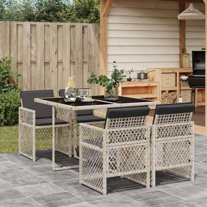 vidaXL Ensemble à manger de jardin coussins 5pcs Résine tressée 3278021 - vue 4