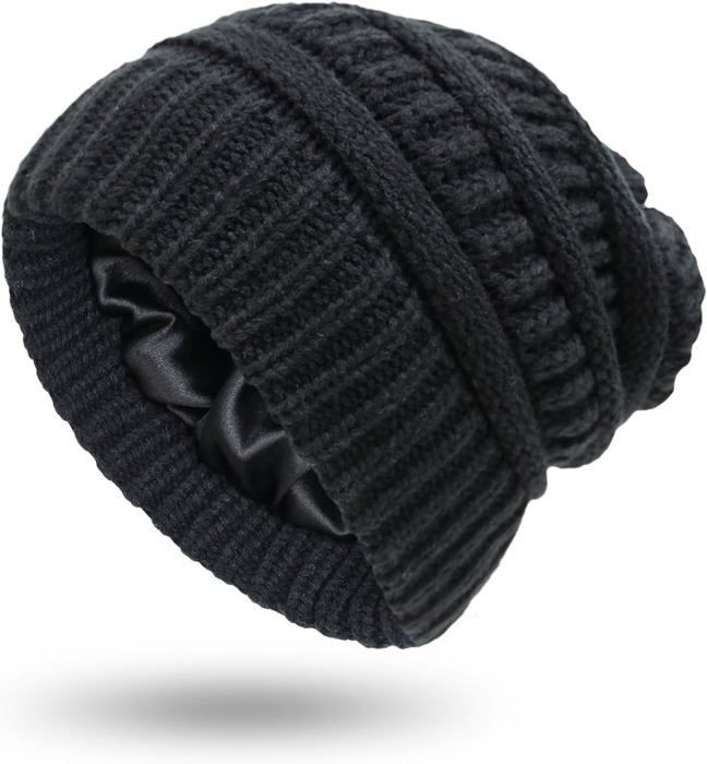 Bonnet Chaud pour lhiver Bonnet Hiver Chaud Bonnet dhiver Chaud en Tricot Tricoté Chapeau léger Bonnet BONNET A MECHE Noir