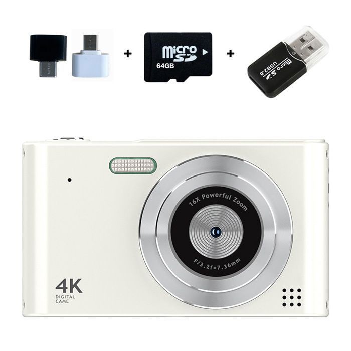 Appareil photo numérique CCD - BYTELIKE - 64G - Zoom 16x - Écran 24 - Résolution 4K