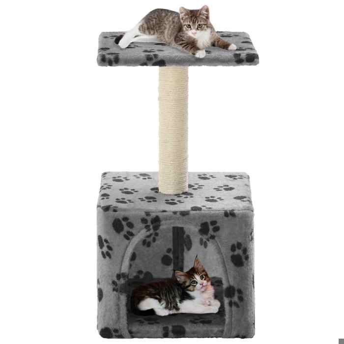Meilleurs prix pour Prix bas - Jouet chat Arbre à chat-Arbre à Grimper - avec griffoirs en sisal 55 cm Gris Motif de pattes （340162070975)