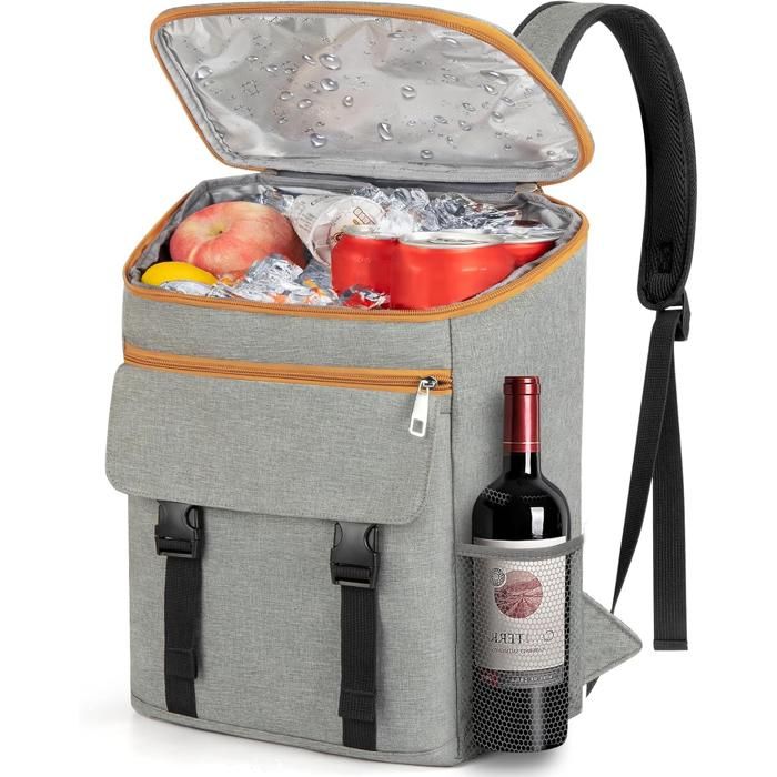 Sac à dos isotherme souple et étanche – Capacité : 30 canettes – Portable pour pique-nique camping plage randonnée et barbecue