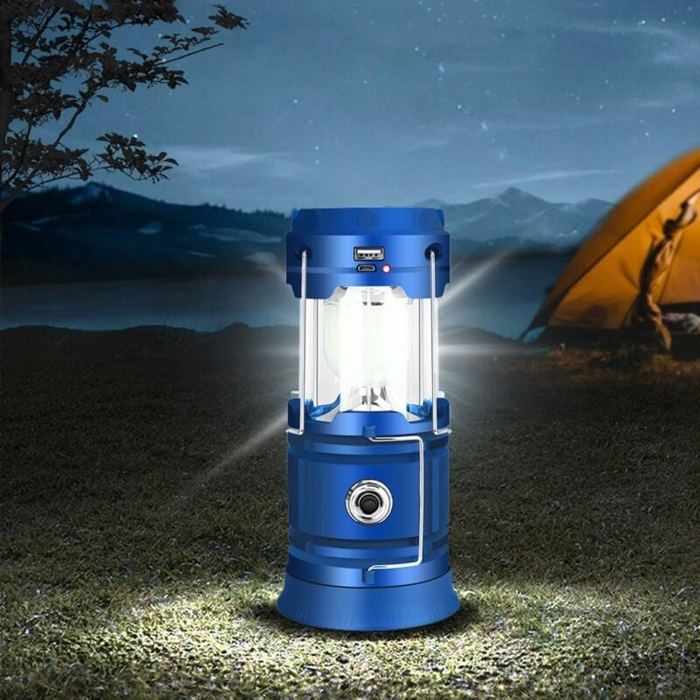 Lampe solaire camping rechargeable USB luminosité réglable 2 modes randonnée pêche coupure courant YYV