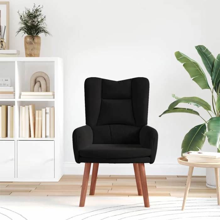 CLARENCE® Fauteuil simple - Chaise-Canapé - pour salon/chambre/bureau - Noir 63x67x94 cm Velours LV5229