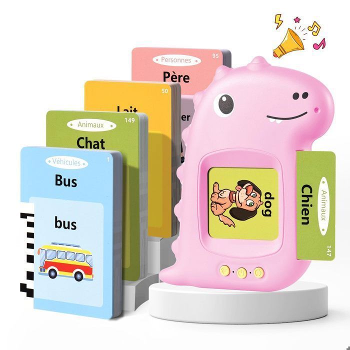 Cartes Flash Parlantes Bilingues Enfant 3+ Ans – 224 Mots Montessori, 12 Thèmes, Apprentissage Ludique, Français/Anglais, Bleu