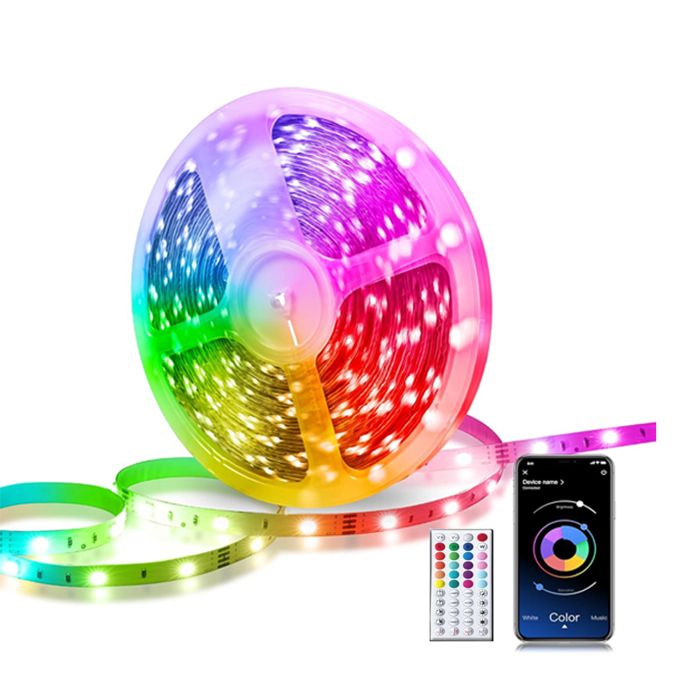 Bande LED 5050 RGB 10M, flexible multicolore, télécommande 44 touches ...