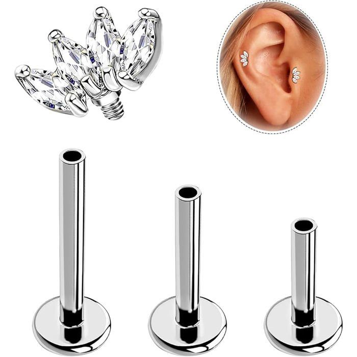 Kit Piercing 13 Pièces Acier Chirurgical - Studs Pour Tragus, Nez, Lèvre | Hypoallergénique, Plaqué Or/argent | Tailles 16G/18G/20G - 2
