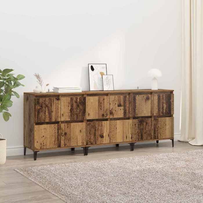 Moderne Buffets 3 pcsBuffet bahut - Commode/Buffet salon contemporain - Bois Ancien 60 x 35 x 70 cm Bois dingénierie@FR(328304）