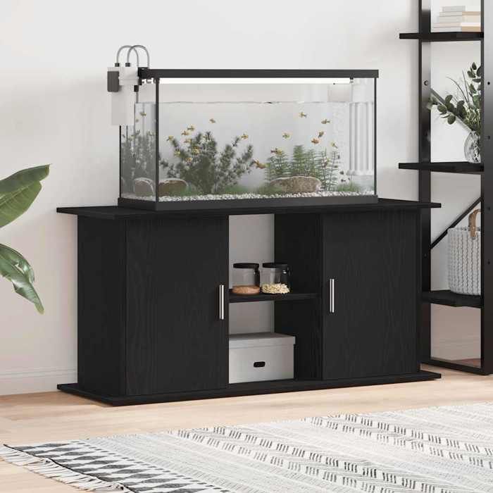 Support daquarium - vidaXL - Chêne noir - 121x41x58 cm - Bois dingénierie - Espace de rangement - Design élégant