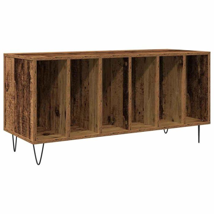 Meuble à vinyles en bois dingénierie - vidaXL - Bois ancien - 100x38x48 cm - 6 étagères - Durable - Usage intérieur