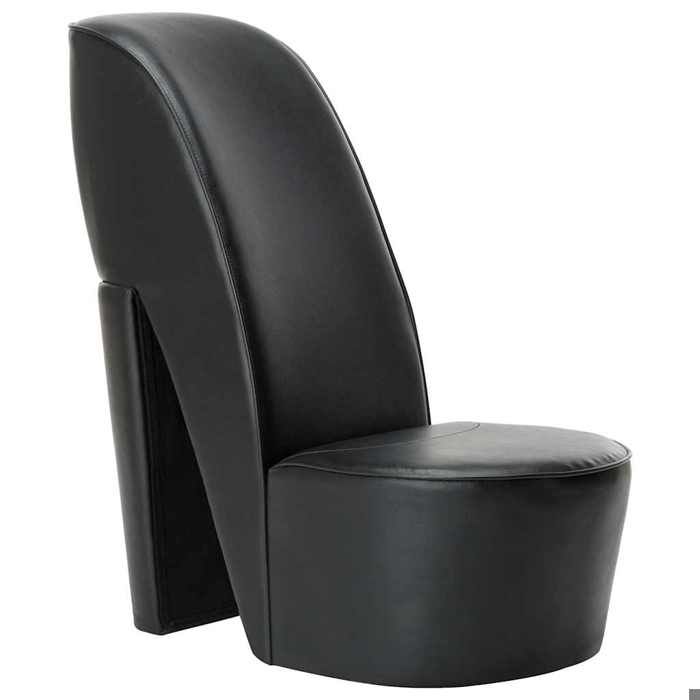 ABOTT@Chaise en forme de chaussure à talon haut KENNETH - Siège salon moderne - pour séjour - noir similicuir 43x82 5x85 5cm - 95123