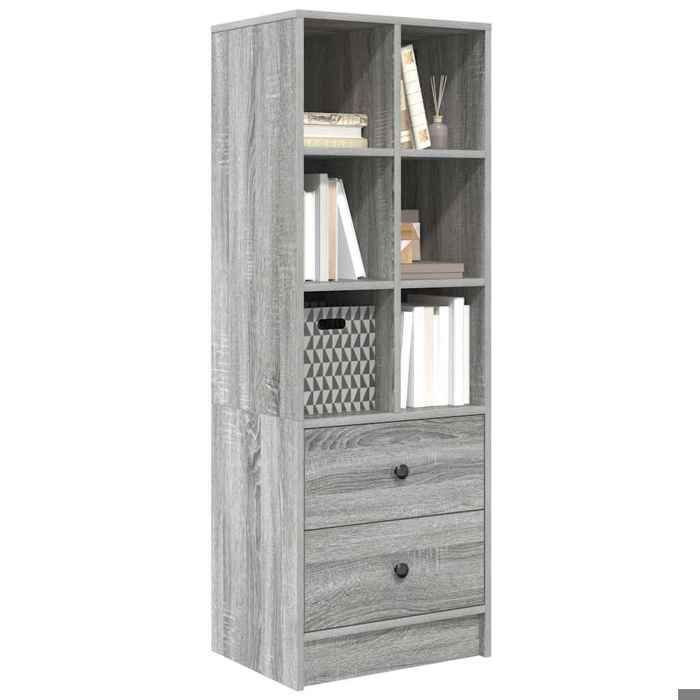 [90962]Haut Armoire/Buffet MEUBLECHIC commode meuble de rangement avec tiroir Gris Sonoma 455x34x127 cmPoids:27.65 Kg