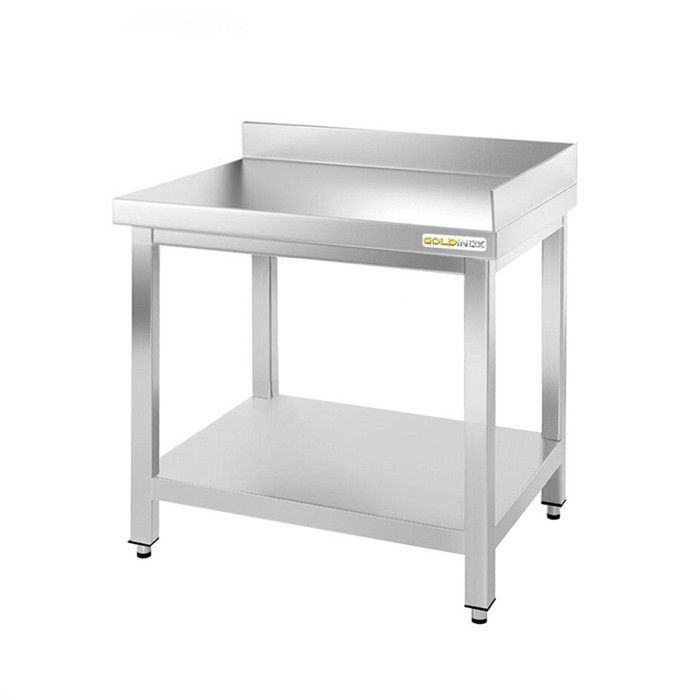 Table de travail en inox dangle 800 x 800 mm adossée PREMIUM - GOLDINOX