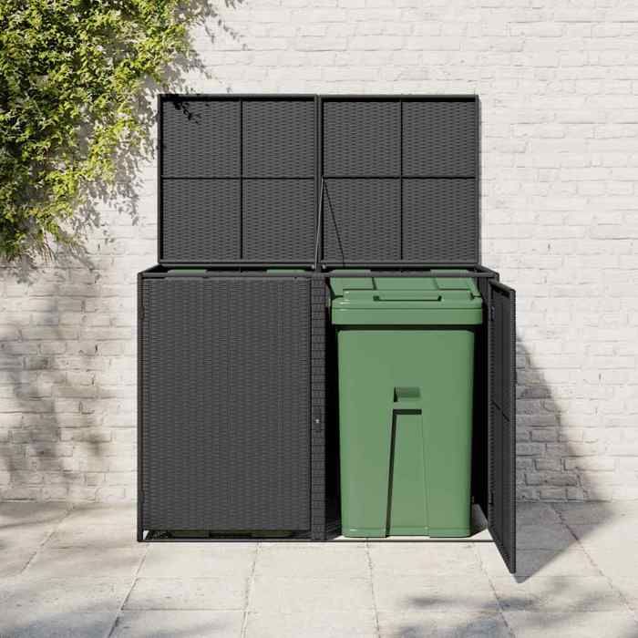 En PromotionAbris pour poubelle double Moderne - ABOTT@ abri de rangement/Armoire haut - Résine tressée Noir 148x80x111cm B5605267