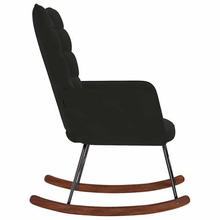 Fauteuil Allaitement - Noir - Chaise à bascule - Rocking Chair - Noir Velours 61x78x98 cm F1569
