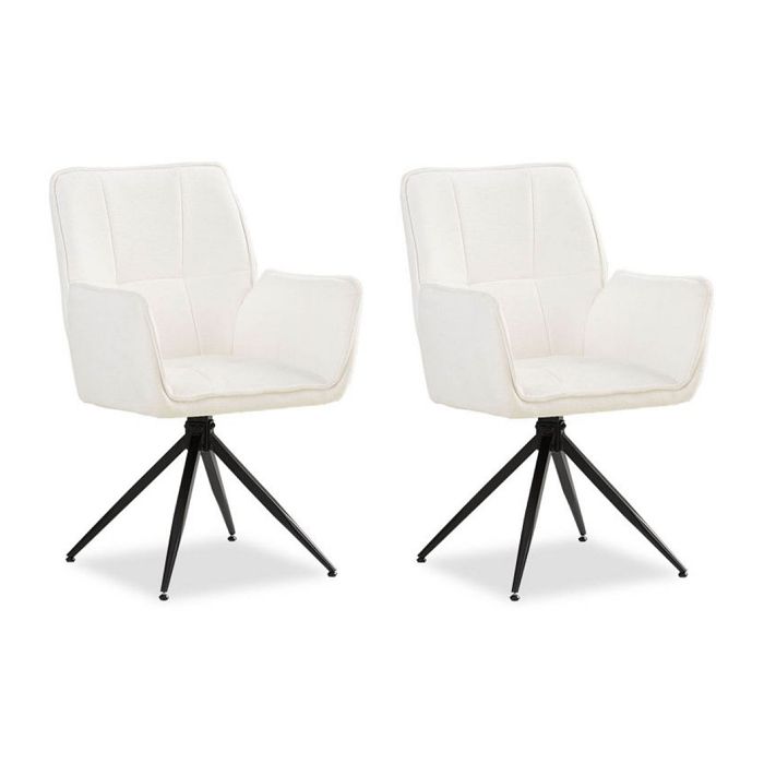 Chaise rembourrée Laine chenille blanche  Lot de 2  pivotant  avec accoudoirs  Cuisine Salle à manger Bureau