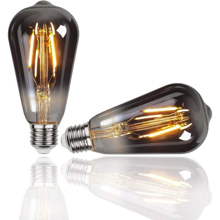 Ampoule Edison 2 Pièces E27 ST64 4W Ampoule LED Vintage Lampe Décorative Ampoules Rétro Filament Ampoule Antique Blanc Chaud pour