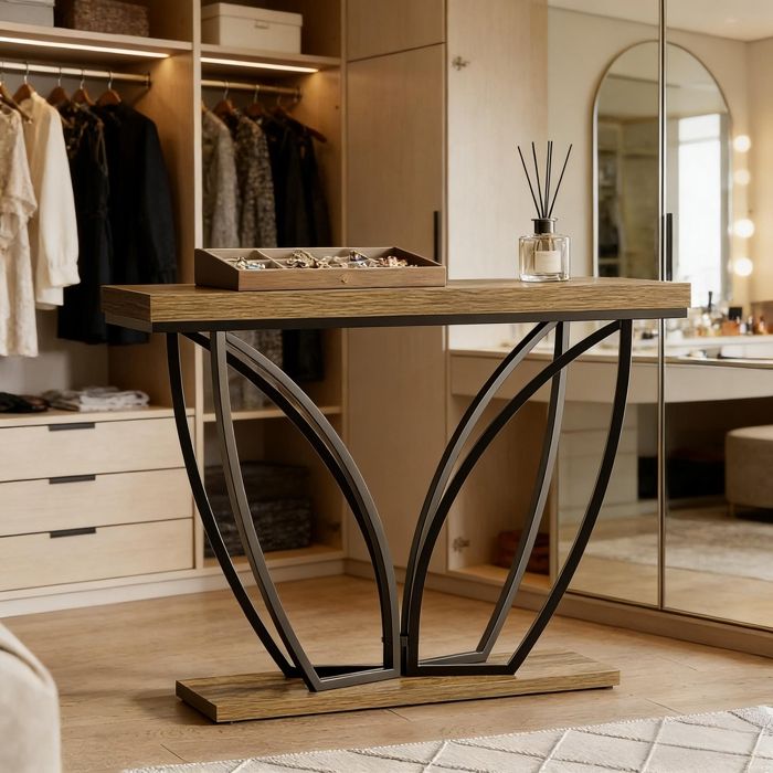 Table Console - 105 cm Industriel Table d’Entrée - Bout de Canapé - Meuble dEntrée - Table d’appoint et Longue pour entrée - Salon