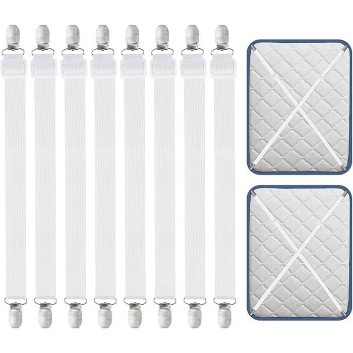 8 Pièces Tendeur Drap Housse 30-120CM Tendeurs De Drap RéGlables pour Drap De Lit Attache pour draps Matelas 30-120CM