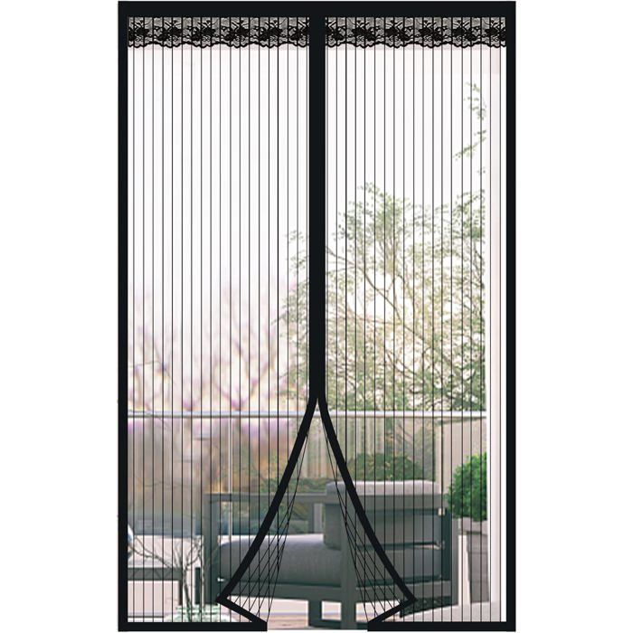 Moustiquaire porte-fenêtre magnétique 80x210 cm rideau antimoustique à maille ultra fine fermeture aimantée sans p - Noir 80x210cm