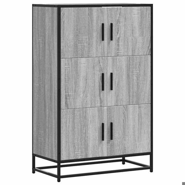 Bois Armoire haute élégant BUFFET RANGEMENT sonoma gris 68x35x106 5 cm bois ingénierie et métal bb3050