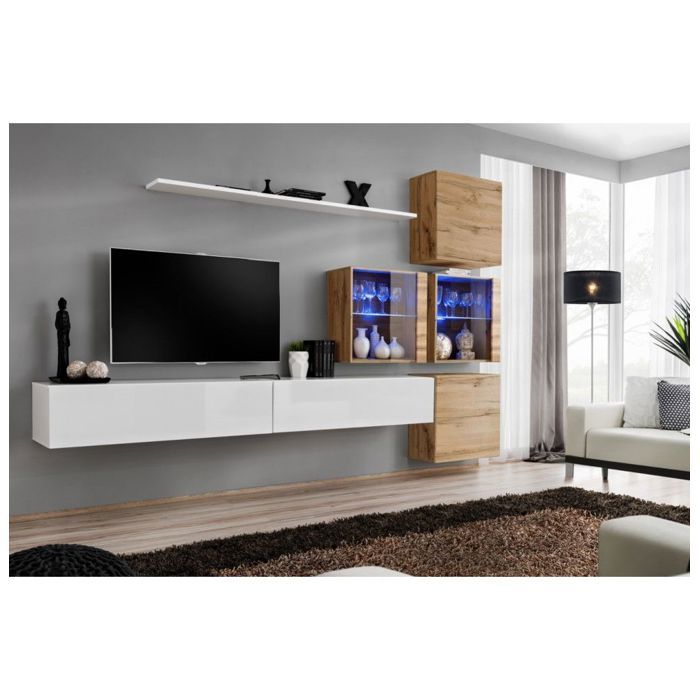 Ensemble Mural Switch Xix 4 Vitrines 2 Bancs Tv 1 Etagere Bois Et Blanc Modele 2 Achat Vente Meuble Tv Mural Ensemble Mural Switch Xix Bientot Le Black Friday Cdiscount