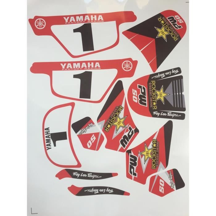 Kit Autocollant Déco Motocross PW50 – Bleu – Stickers Garde-boue, Réservoir, Plaques – Qualité Standard