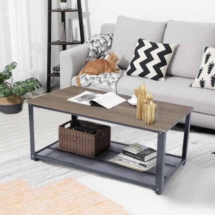 Table Basse Etagere De Rangement Design Industriel Plateau