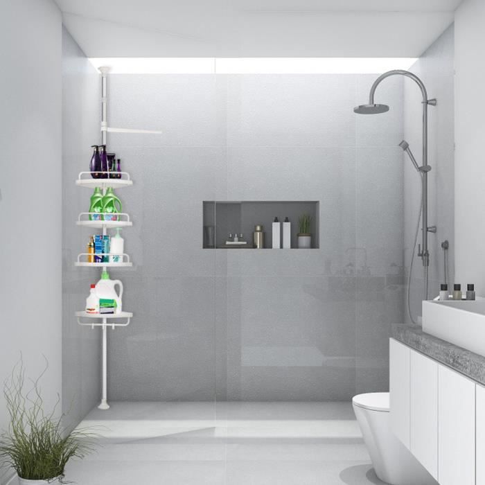 4 étages étagère réglable organiseur de salle de bain étagère d'angle de douche