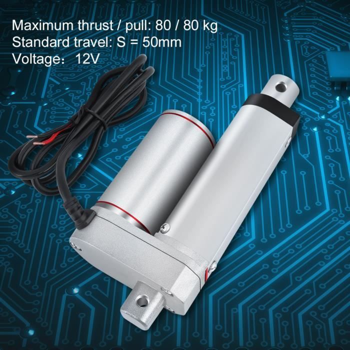 DC12V Vérin Actionneur Linéaire Moteur Electrique 50 mm 80KG IP54 pour Voiture 