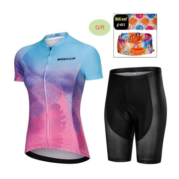 Set Vélo Femme WOSAWE - Maillot Et Short Rembourrés - Pour VTT Et Course