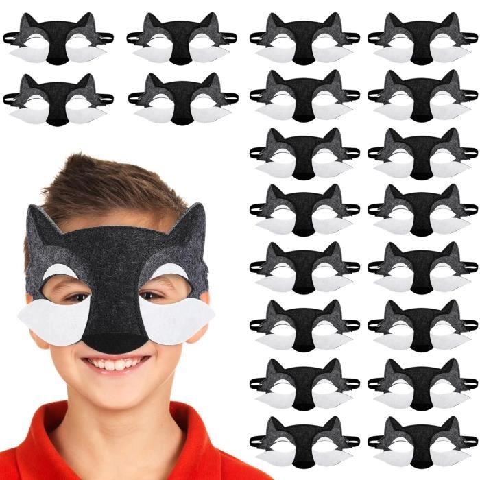 Lot De 4 Masques De Loup Gris En Feutre DAZZLUXE - Masques Demi-Visage Pour Enfants, Fêtes, Mascarade, Halloween Et Cosplay