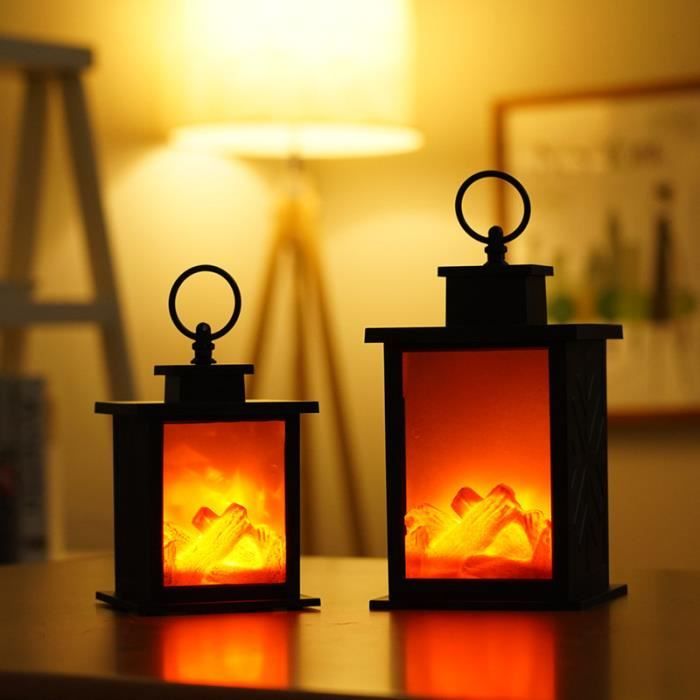 2x Lanterne de cheminée LED avec effet de simulation de flamme alimenté par  piles - Cdiscount Maison