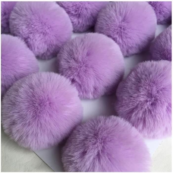 Lot 12 Pompons Fourrure Synthétique 8cm Avec Bande Élastique - Accessoires Bricolage Chapeaux Sacs