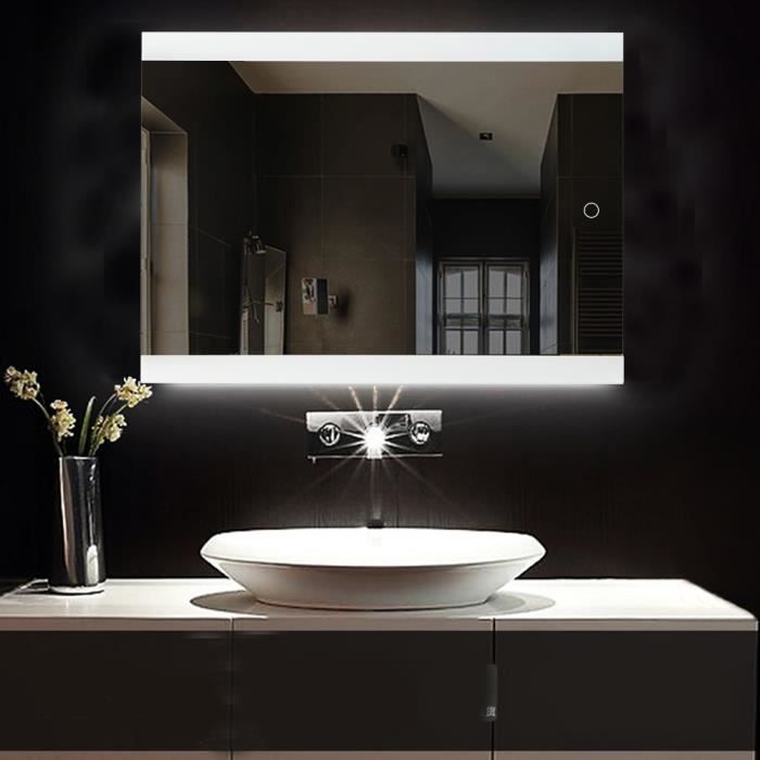 Keke Miroir Mural Lumineux 80 60cm Lumiere Reglable Anti