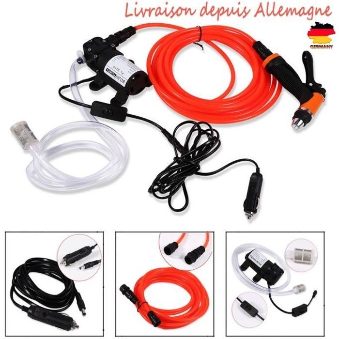 12V 80W Pompe à Eau Lavage Voiture Pistolet à Eau pour le Nettoyage Voiture Pompe à Haute Pression