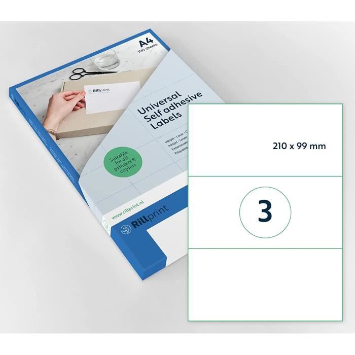 50 Feuilles Photo Autocollantes Walther DS-118 - Carton Blanc A4 Avec Film Protection