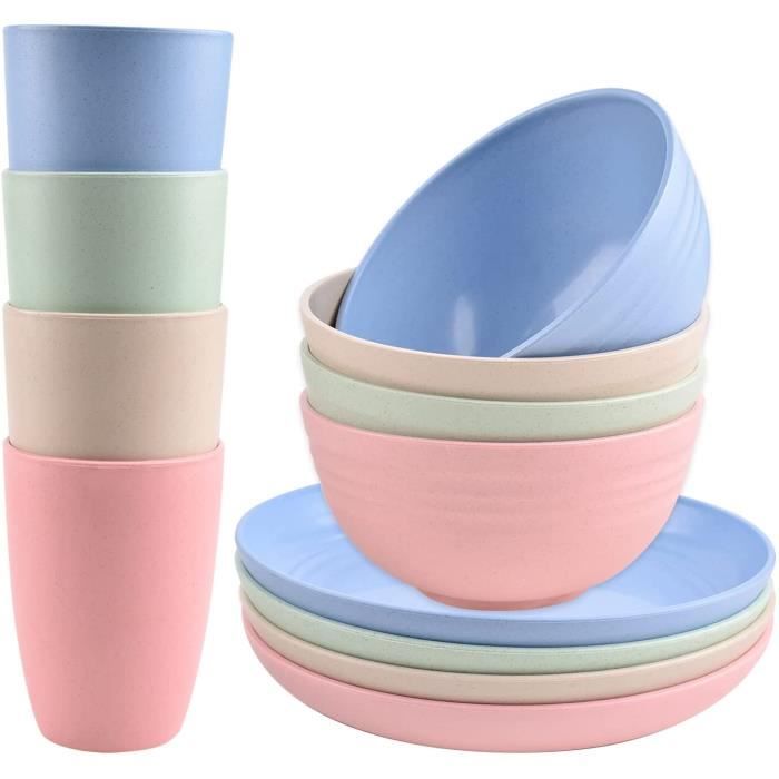 HOMGEN Lot De 12 Assiettes Et Bols De Camping Incassables Pour 4