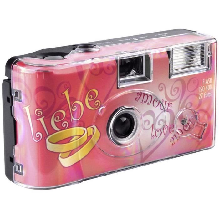 Appareil photo jetable Topshot Love Hearts Black 1 pc(s) avec flash intégré