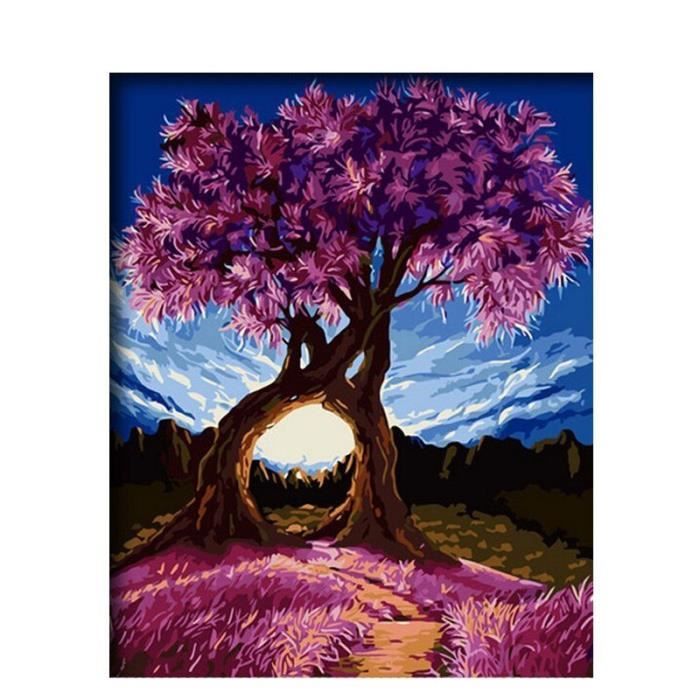 Kit Peinture Par Numéros Bougimal - Toile 28x35cm Arbre Magique, Pinceaux Et Peinture Inclus