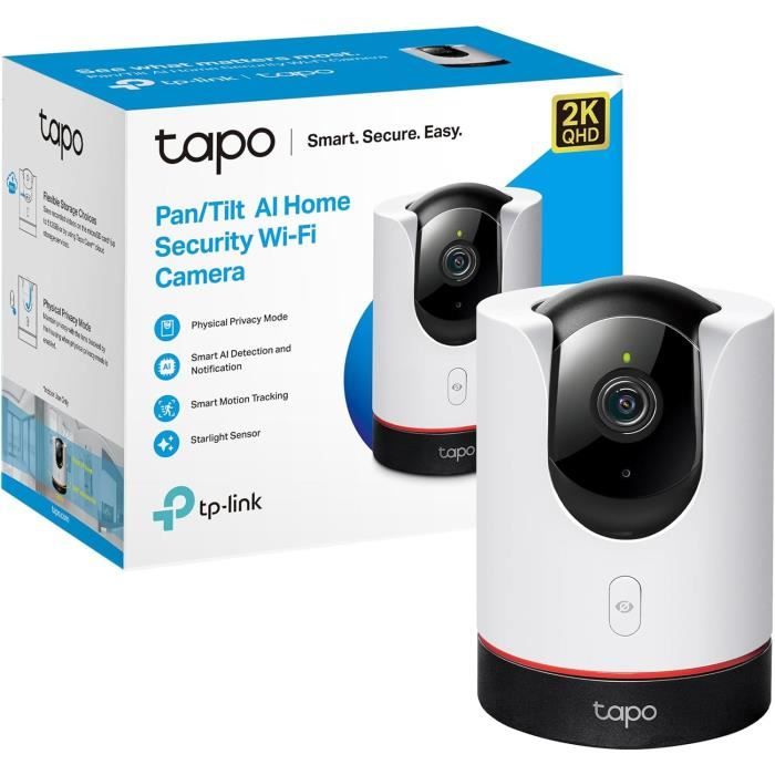 Caméra Surveillance WiFi - Tapo C225 - 2K QHD - AI panoramique 360° et inclinable - Capteur Starlight - Alarme sonore et lumineuse